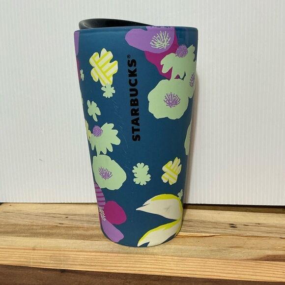 Starbucks Spring 2022 Blue Floral Ceramic Tumbler 12 oz - Picture 1 of 7